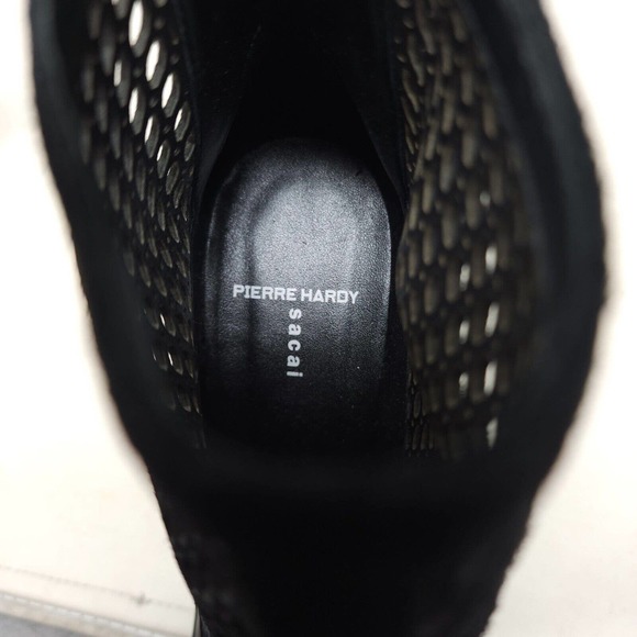 Pierre Hardy Sacai Womens Duck Boots Black Suede Leather Mesh Runway Heeled 38 8 - Picture 8 of 9